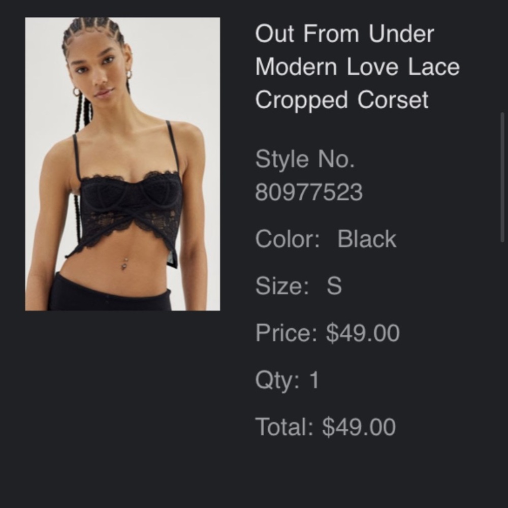 Urban Outfitters Black Lace Cropped Corset